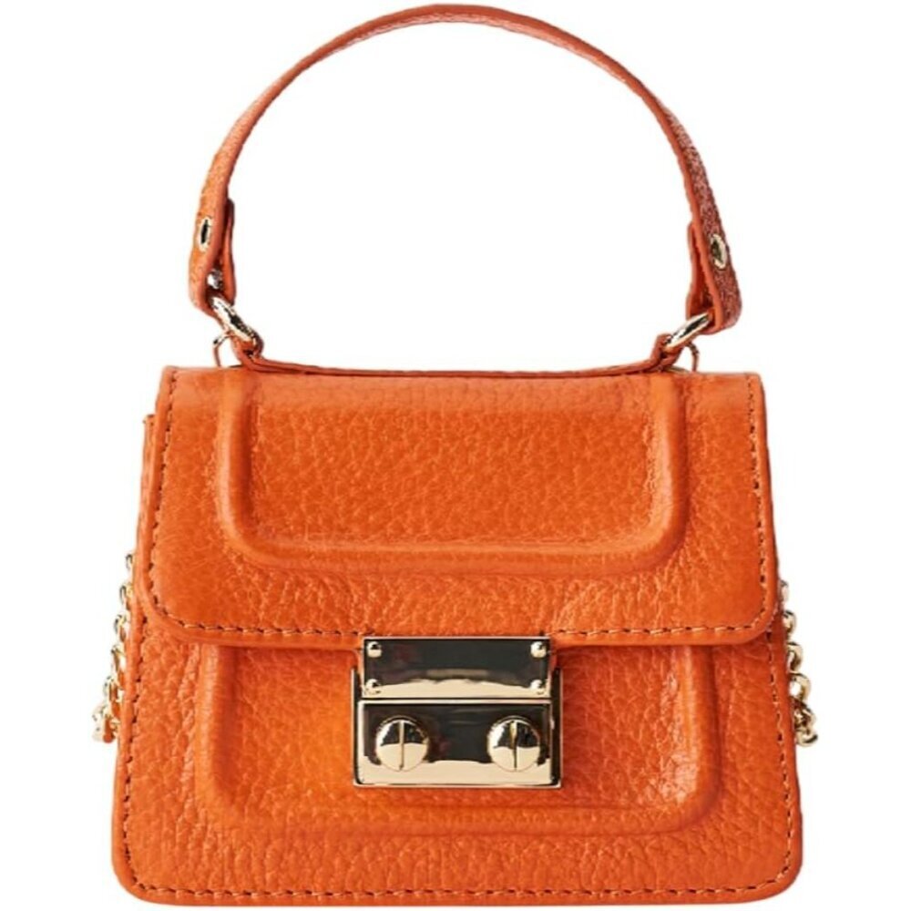 Mini Sling Bag Leather Compact Crossbody with Push Lock for Women